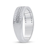 14k White Gold Mens Round Diamond Wedding Brick Inlay Band Ring 1/3 Cttw