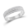 14k White Gold Mens Round Diamond Wedding Brick Inlay Band Ring 1/3 Cttw