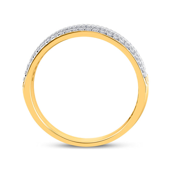 14k Yellow Gold Mens Round Diamond Wedding Wheat Texture Band Ring 1/3 Cttw