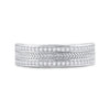14k White Gold Mens Round Diamond Wedding Wheat Texture Band Ring 1/3 Cttw