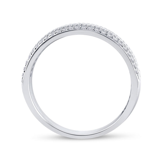 14k White Gold Mens Round Diamond Wedding Wheat Texture Band Ring 1/3 Cttw