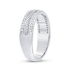 14k White Gold Mens Round Diamond Wedding Wheat Texture Band Ring 1/3 Cttw