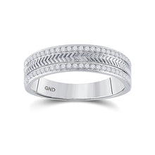  14k White Gold Mens Round Diamond Wedding Wheat Texture Band Ring 1/3 Cttw