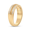 14k Yellow Gold Mens Round Diamond Wedding Textured Band Ring 1/3 Cttw