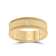  14k Yellow Gold Mens Round Diamond Wedding Rope Band Ring 1/4 Cttw