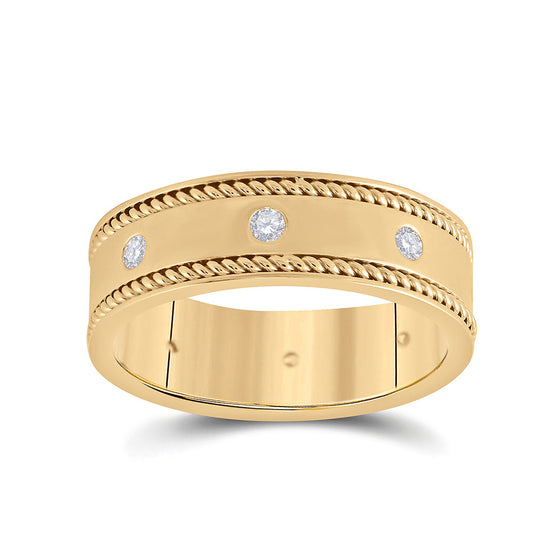 14k Yellow Gold Mens Round Diamond Wedding Rope Band Ring 1/4 Cttw