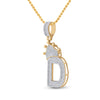 10k Yellow Gold Mens Baguette Diamond Crown D Letter Charm Pendant 3/4 Cttw
