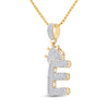 10k Yellow Gold Mens Baguette Diamond Crown E Letter Charm Pendant 3/4 Cttw