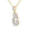 10k Yellow Gold Mens Baguette Diamond Crown G Letter Charm Pendant 3/4 Cttw