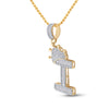 10k Yellow Gold Mens Baguette Diamond Crown I Letter Charm Pendant 5/8 Cttw