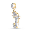 10k Yellow Gold Mens Baguette Diamond Crown J Letter Charm Pendant 1/2 Cttw