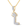 10k Yellow Gold Mens Baguette Diamond Crown L Letter Charm Pendant 1/2 Cttw
