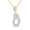 10k Yellow Gold Mens Baguette Diamond Crown O Letter Charm Pendant 3/4 Cttw