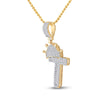 10k Yellow Gold Mens Baguette Diamond Crown T Letter Charm Pendant 1/2 Cttw
