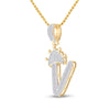 10k Yellow Gold Mens Baguette Diamond Crown V Letter Charm Pendant 5/8 Cttw