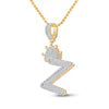 10k Yellow Gold Mens Baguette Diamond Crown Z Letter Charm Pendant 3/4 Cttw