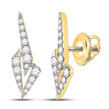  14k Yellow Gold Womens Round Diamond Fashion Earrings 1/2 Cttw