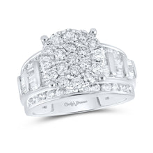  10k White Gold Round Diamond Cluster Bridal Wedding Engagement Ring 2 Cttw