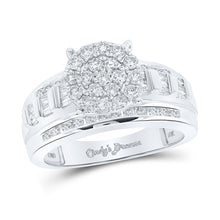  10k White Gold Round Diamond Cluster Bridal Wedding Engagement Ring 1 Cttw