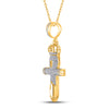 10k Yellow Gold Mens Round Diamond Ankh Nail Cross Charm Pendant 1/2 Cttw