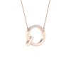 10k Rose Gold Womens Round Diamond Initial Q Letter Necklace 1/20 Cttw