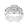 14k White Gold Princess Diamond Bridal Wedding Ring Band Set 1-1/3 Cttw