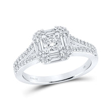  14k White Gold Round Diamond Halo Bridal Wedding Engagement Ring 3/4 Cttw