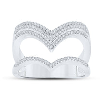  10k White Gold Womens Round Diamond Chevron Band Ring 3/8 Cttw
