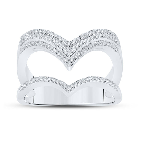 10k White Gold Womens Round Diamond Chevron Band Ring 3/8 Cttw