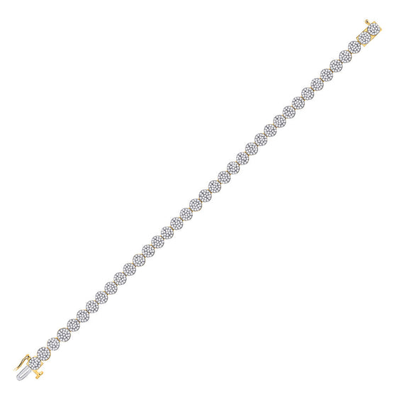 14k Yellow Gold Mens Round Diamond Cluster Bracelet 2 Cttw
