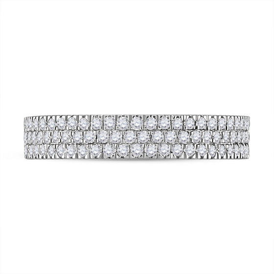 10k White Gold Womens Round Diamond Pave Band Ring 1/2 Cttw