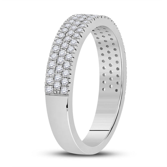 10k White Gold Womens Round Diamond Pave Band Ring 1/2 Cttw