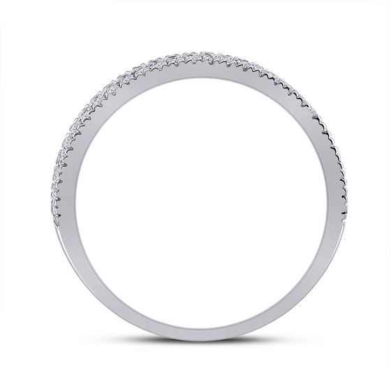 10k White Gold Womens Round Diamond Pave Band Ring 1/2 Cttw