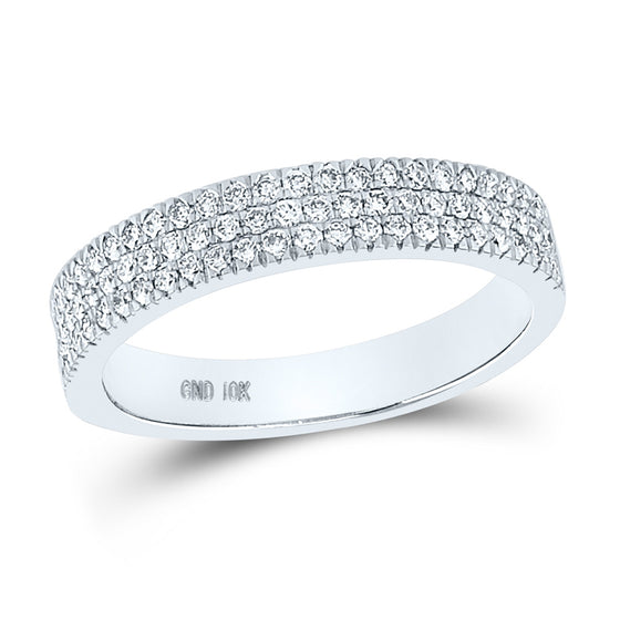 10k White Gold Womens Round Diamond Pave Band Ring 1/2 Cttw