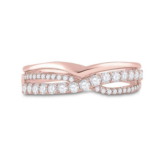 10k Rose Gold Womens Round Diamond Band Ring 1/2 Cttw