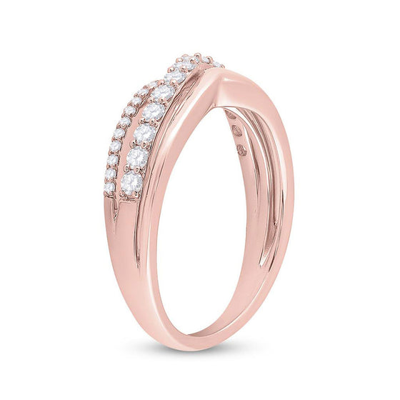 10k Rose Gold Womens Round Diamond Band Ring 1/2 Cttw