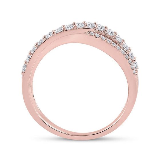 10k Rose Gold Womens Round Diamond Band Ring 1/2 Cttw