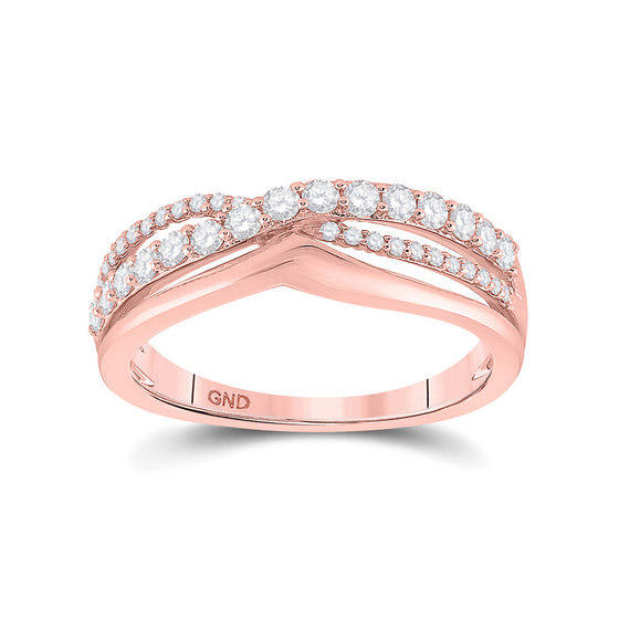 10k Rose Gold Womens Round Diamond Band Ring 1/2 Cttw