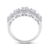 14k White Gold Womens Princess Diamond 5-Stone Anniversary Ring 1 Cttw