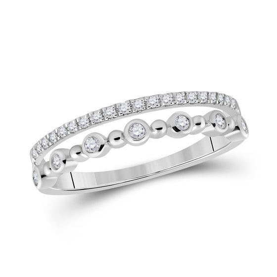 10k White Gold Womens Round Diamond Band Ring 1/3 Cttw