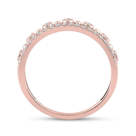 10k Rose Gold Womens Round Diamond Band Ring 1/5 Cttw
