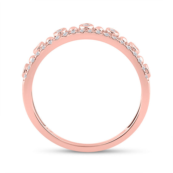 10k Rose Gold Womens Round Diamond Band Ring 1/5 Cttw