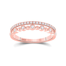  10k Rose Gold Womens Round Diamond Band Ring 1/5 Cttw