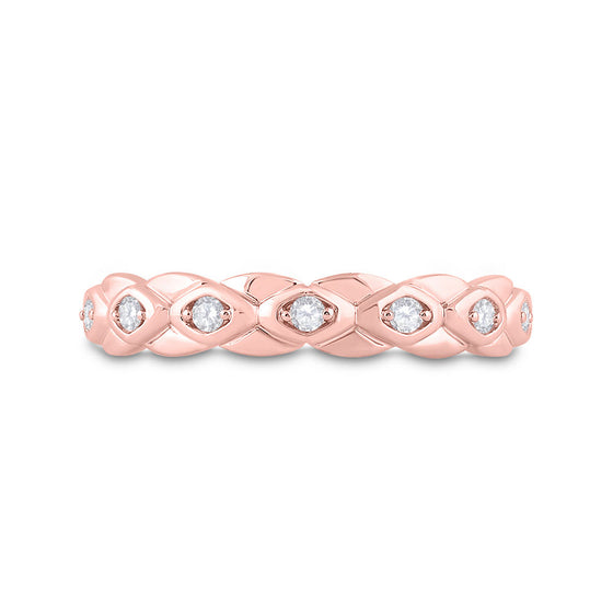 10k Rose Gold Womens Round Diamond Band Ring 1/10 Cttw