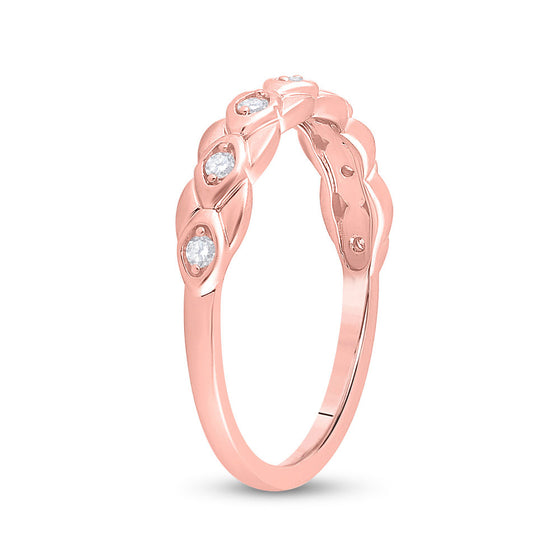 10k Rose Gold Womens Round Diamond Band Ring 1/10 Cttw