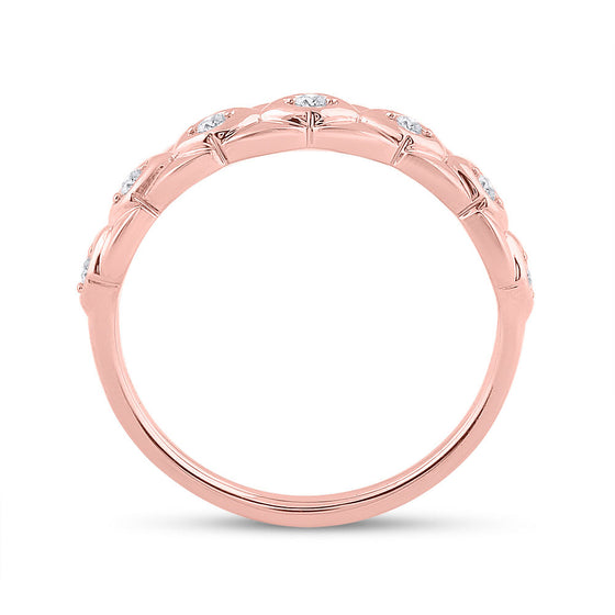 10k Rose Gold Womens Round Diamond Band Ring 1/10 Cttw