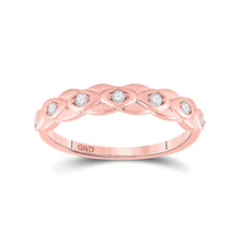  10k Rose Gold Womens Round Diamond Band Ring 1/10 Cttw