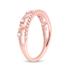 10k Rose Gold Womens Round Diamond Heart Band Ring 1/10 Cttw