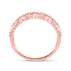 10k Rose Gold Womens Round Diamond Heart Band Ring 1/10 Cttw