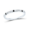 10k White Gold Womens Round Black Color Enhanced Diamond Band Ring 1/10 Cttw